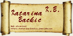 Katarina Backić vizit kartica